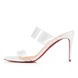 Just Nothing – Mule cu toc de 84 mm – Piele de vițel lăcuită și PVC – Alb Just Nothing – Mule cu toc de 84 mm – Piele de vițel lăcuită și PVC – Alb