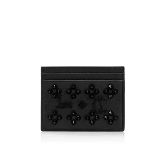 Kios – Portcard – Piele de vițel texturată și țepi Loubinthesky – Negru