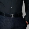 Logo CL – Curele – Piele de vițel – Negru Logo CL – Curele – Piele de vițel – Negru