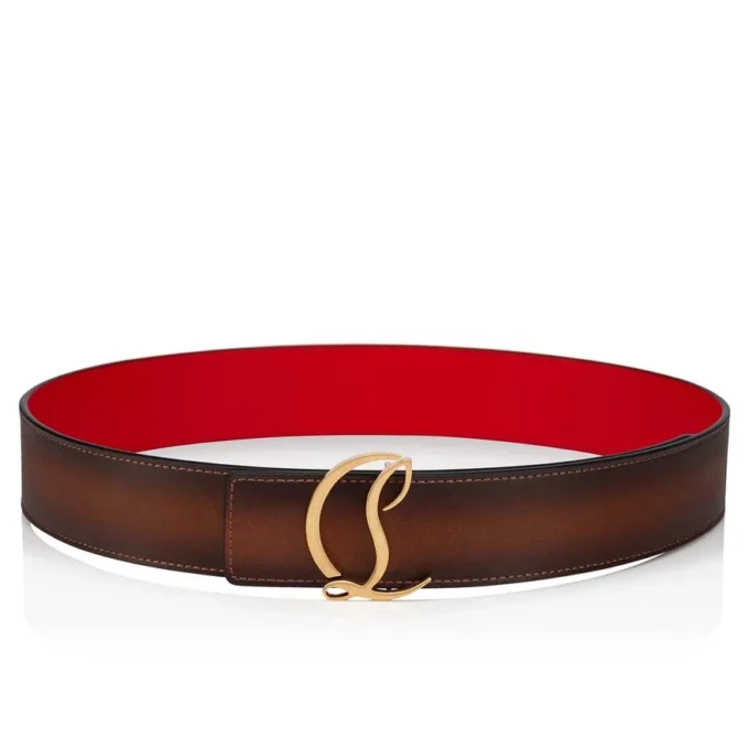 Logo CL – Curele – Piele de vițel patinată – Havane Logo CL – Curele – Piele de vițel patinată – Havane