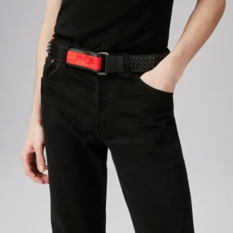 Loubi – Curelă – Piele de vițel și ținte – Negru