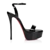 Loubi Queen Alta – Sandale cu curele de 150 mm – Piele lăcuită – Negru – Femei Loubi Queen Alta – Sandale cu curele de 150 mm – Piele lăcuită – Negru – Femei