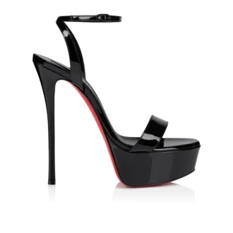 Loubi Queen Alta – Sandale cu curele de 150 mm – Piele lăcuită – Negru – Femei Loubi Queen Alta – Sandale cu curele de 150 mm – Piele lăcuită – Negru – Femei