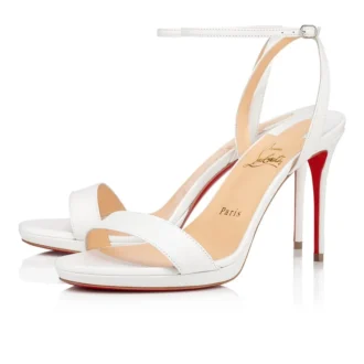 Loubi Queen – Sandale cu curele de 100 mm – Piele Nappa – Bianco – Femei