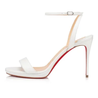 Loubi Queen – Sandale cu curele de 100 mm – Piele Nappa – Bianco – Femei