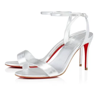 Loubigirl – Sandale cu curele de 85 mm – Piele irizată – Argintiu – Femei Loubigirl – Sandale cu curele de 85 mm – Piele irizată – Argintiu – Femei