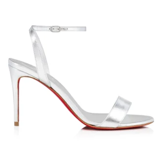 Loubigirl – Sandale cu curele de 85 mm – Piele irizată – Argintiu – Femei Loubigirl – Sandale cu curele de 85 mm – Piele irizată – Argintiu – Femei