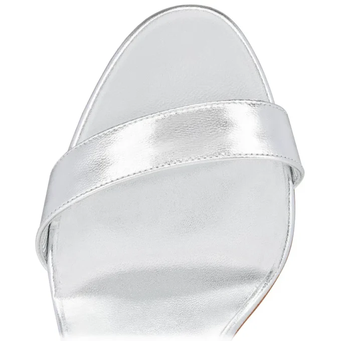 Loubigirl – Sandale cu curele de 85 mm – Piele irizată – Argintiu – Femei Loubigirl – Sandale cu curele de 85 mm – Piele irizată – Argintiu – Femei