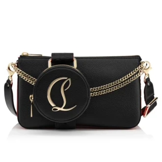 Loubila – Geantă crossbody – Piele de vițel granulată și piele de vițel netedă – Negru