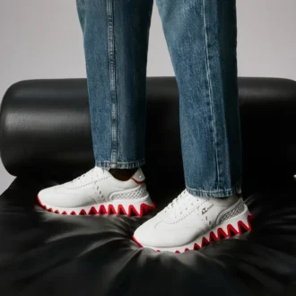 Loubishark – Sneakers – Piele de vițel, neopren și cauciuc – Alb – Bărbați