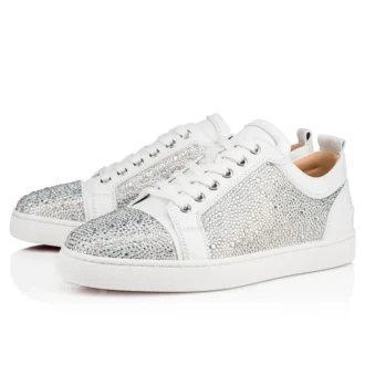 Louis Junior Strass – Sneakers cu talpă joasă – Piele de căprioară și stras – Argintiu – Bărbați
