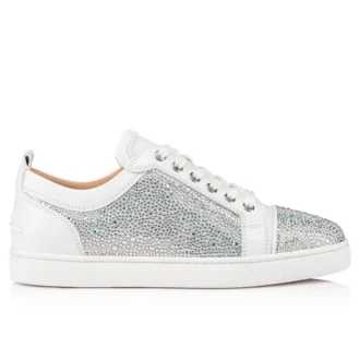 Louis Junior Strass – Sneakers cu talpă joasă – Piele de căprioară și stras – Argintiu – Bărbați