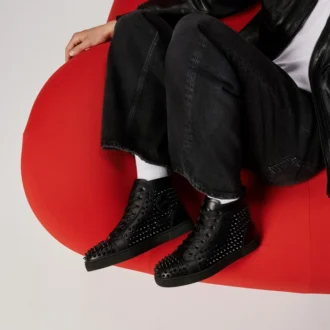 Louis – Sneakers înalte – Piele de vițel și ținte – Negru – Bărbați Louis – Sneakers înalte – Piele de vițel și ținte – Negru – Bărbați