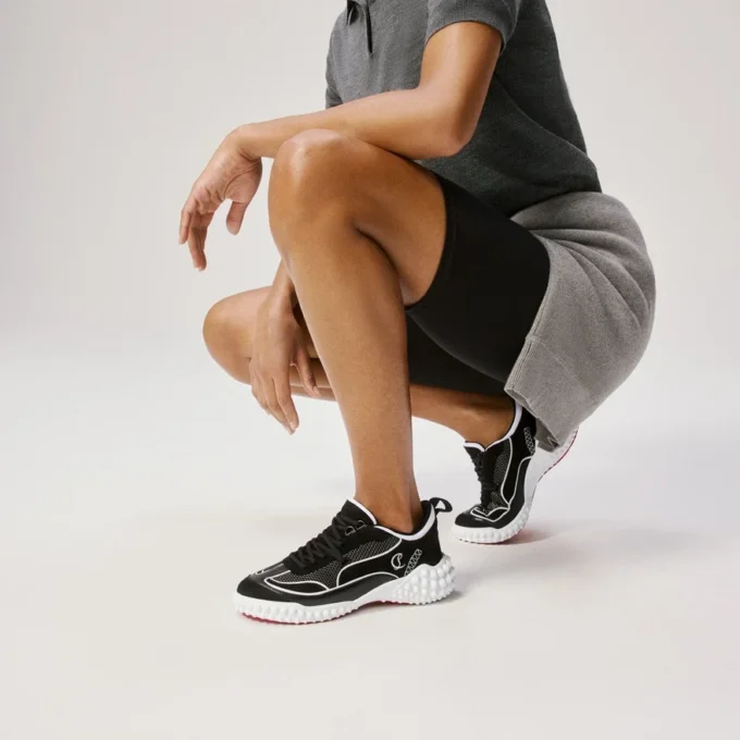 Mara – Sneakers – Piele de vițel velurată, piele de miel Nappa și plasă – Negru – Femei