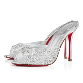 Me Dolly Strass – Mule de 100 mm – Piele de căprioară și strasuri – Argintiu Me Dolly Strass – Mule de 100 mm – Piele de căprioară și strasuri – Argintiu