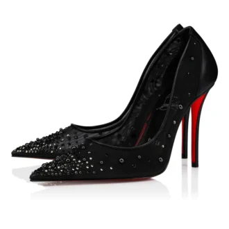 Miss Z Degrastrass Perla – Pantofi cu toc de 100 mm – Plasă, piele nappa, strasuri și perle – Negru – Femei