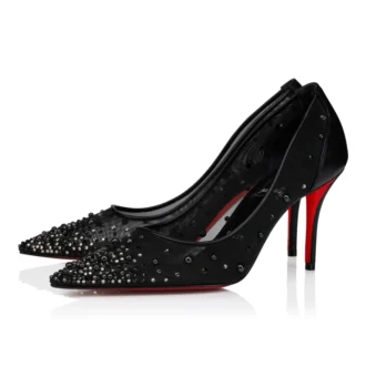 Miss Z Dregrastrass Perla – Pantofi cu toc de 80 mm – Plasă, piele nappa, strasuri și perle – Negru – Femei