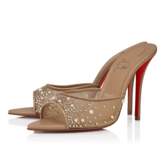 Miss Z Mule Degrasstrass Perla – Mule de 100 mm – Plasă, piele nappa și perle – Blush – Femei