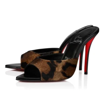 Miss Z Mule – Mule de 100 mm – Piele de vițel păroasă cu imprimeu „Bengali”, piele de ied și piele lucioasă – Maro – Femei Miss Z Mule – Mule de 100 mm – Piele de vițel păroasă cu imprimeu „Bengali”, piele de ied și piele lucioasă – Maro – Femei