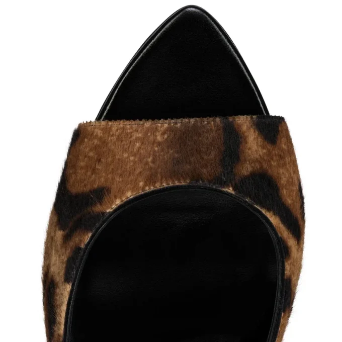 Miss Z Mule – Mule de 100 mm – Piele de vițel păroasă cu imprimeu „Bengali”, piele de ied și piele lucioasă – Maro – Femei Miss Z Mule – Mule de 100 mm – Piele de vițel păroasă cu imprimeu „Bengali”, piele de ied și piele lucioasă – Maro – Femei