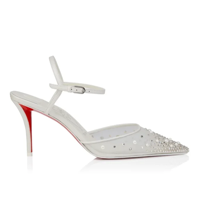 Miss Z Riviera Strass – Pantofi cu toc de 80 mm și curele – Plasă, piele Nappa și perle – Bianco – Femei Miss Z Riviera Strass – Pantofi cu toc de 80 mm și curele – Plasă, piele Nappa și perle – Bianco – Femei