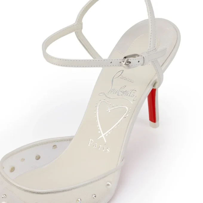 Miss Z Riviera Strass – Pantofi cu toc de 80 mm și curele – Plasă, piele Nappa și perle – Bianco – Femei Miss Z Riviera Strass – Pantofi cu toc de 80 mm și curele – Plasă, piele Nappa și perle – Bianco – Femei