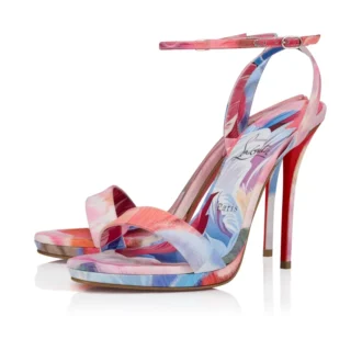 Miss Z Sandal Queen – Sandale cu bretele de 120 mm – Țesătură chineză cu imprimeu de bujori – Multicolor – Femei