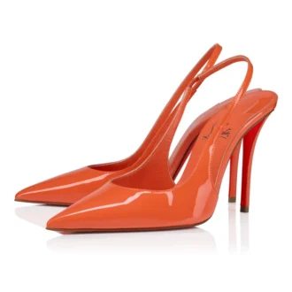 Miss Z Sling Back – Pantofi cu toc de 100 mm și baretă în spate – Piele de vițel lăcuită – Caruzo – Femei