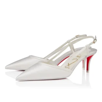 Miss Z Sling – Pantofi cu toc de 60 mm și baretă în spate – Satin creponat – Ivory – Femei