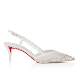 Miss Z Sling Sparkling – Pantofi cu toc de 60 mm și baretă în spate – Plasă și strasuri – Versiune Ivory – Femei