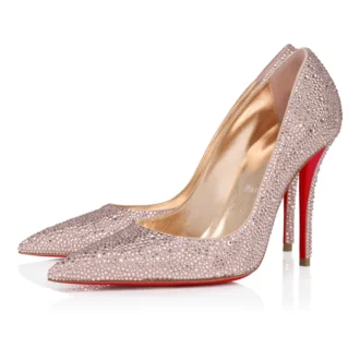 Miss Z Strass – Pantofi cu toc de 100 mm – Piele de căprioară și strasuri – Roz vintage – Femei