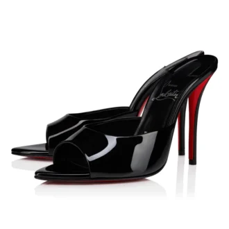 Mule Miss Z – Mule de 100 mm – Piele de vițel lăcuită – Negru – Femei