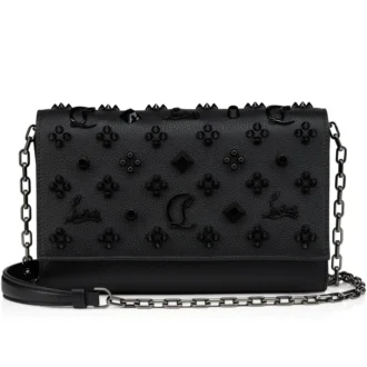 Paloma – Clutch – Piele de vițel granulată și ținte Loubinthesky – Negru