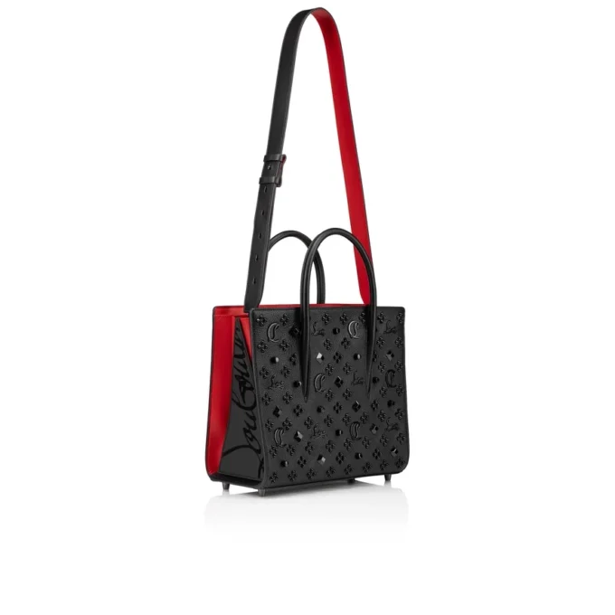 Paloma Medium – Gență cu mâner superior – Piele de vițel granulată și ținte Loubinthesky – Negru Paloma Medium – Gență cu mâner superior – Piele de vițel granulată și ținte Loubinthesky – Negru