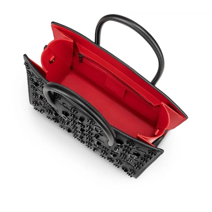 Paloma Medium – Gență cu mâner superior – Piele de vițel granulată și ținte Loubinthesky – Negru Paloma Medium – Gență cu mâner superior – Piele de vițel granulată și ținte Loubinthesky – Negru