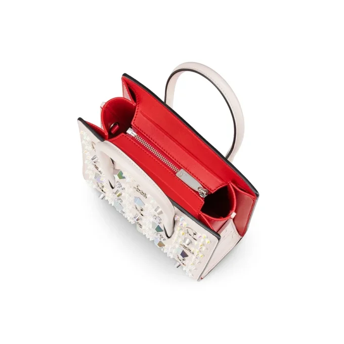 Paloma Mini – Gență cu mâner superior – Piele de vițel granată și ținte Loubinthesky – Leche Paloma Mini – Gență cu mâner superior – Piele de vițel granată și ținte Loubinthesky – Leche