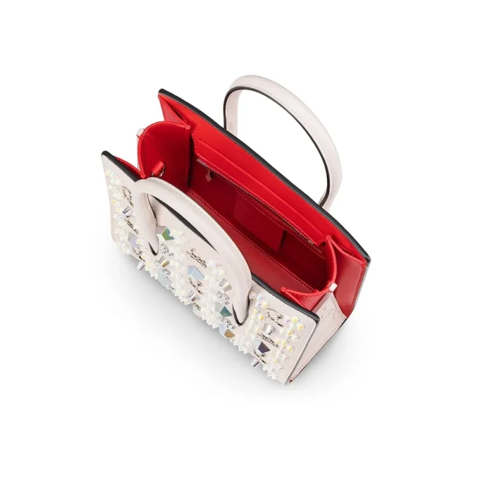 Paloma Mini – Gență cu mâner superior – Piele de vițel granată și ținte Loubinthesky – Leche Paloma Mini – Gență cu mâner superior – Piele de vițel granată și ținte Loubinthesky – Leche