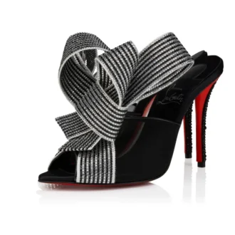 Pellicola – Sandale de 100 mm – Piele de miel Nappa, satin creponat și plasă – Negru – Femei