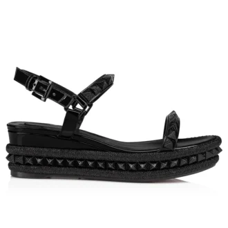 Pyraclou – Espadrile de 60 mm – Piele de vițel lăcuită – Negru – Femei
