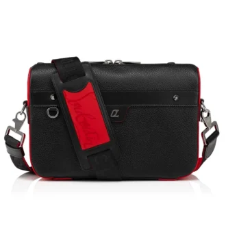 Ruisbuddy – Geantă Messenger – Piele de vițel granulată și cauciuc – Negru