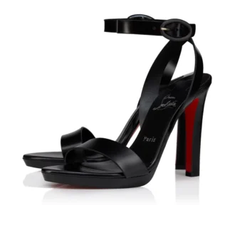 Sandale Fanny – Sandale cu bretele de 120 mm – Piele de vițel patinată – Negru – Femei
