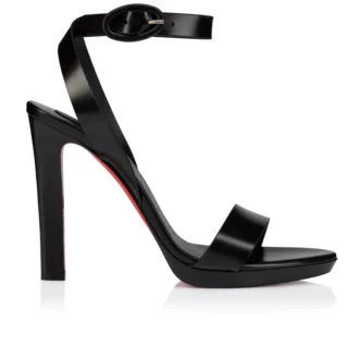 Sandale Fanny – Sandale cu bretele de 120 mm – Piele de vițel patinată – Negru – Femei