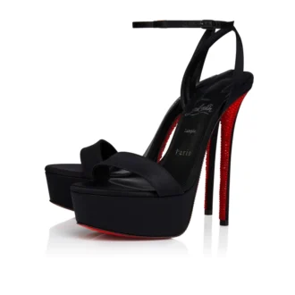 Sandale Miss Z Alta Suola Strass – 160 mm – satin creponat – negru – femei Sandale Miss Z Alta Suola Strass – 160 mm – satin creponat – negru – femei