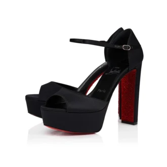 Sandaloo Red Carpet – Pantofi cu barete de 130 mm – Satin creponat – Negru – Femei Sandaloo Red Carpet – Pantofi cu barete de 130 mm – Satin creponat – Negru – Femei