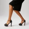 Sandaloo – Sandale cu curele de 130 mm – Piele de miel Nappa – Negru – Femei Sandaloo – Sandale cu curele de 130 mm – Piele de miel Nappa – Negru – Femei
