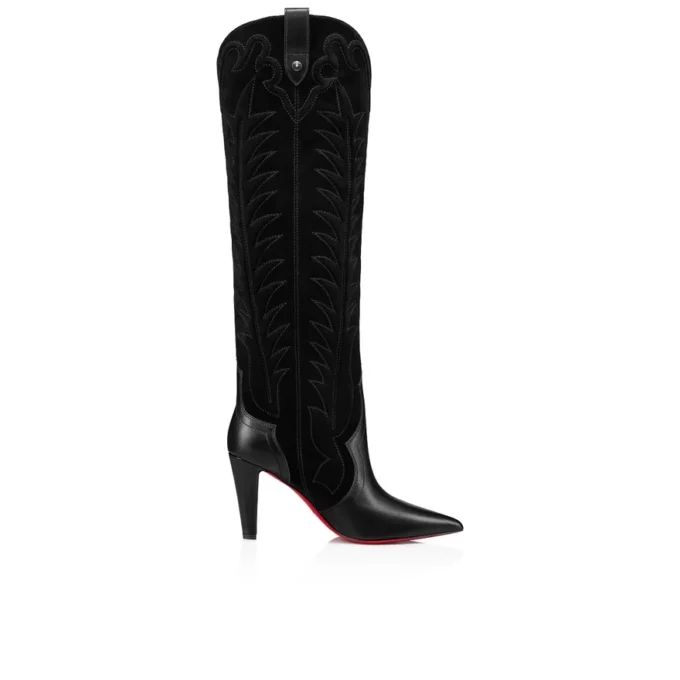 Santia Botta – Cizme de 85 mm – Piele de vițel și piele de vițel velurată – Negru