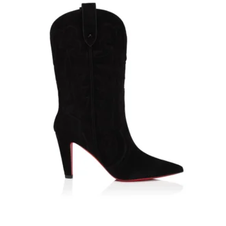 Santiabooty – Cizme joase de 85 mm – Piele de vițel velur – Negru – Femei Santiabooty – Cizme joase de 85 mm – Piele de vițel velur – Negru – Femei