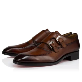 Sartok – Pantofi cu cataramă – Piele de vițel patinată – Havane – Bărbați
