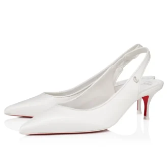 Sporty Kate Sling – Pantofi cu toc de 55 mm și baretă în spate – Piele de miel Nappa – Bianco – Femei