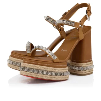 Superaclou – Sandale cu curele de 130 mm – Piele de vițel cerată – Terra – Femei
